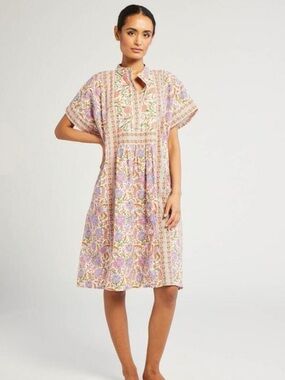 Mille Playa Caftan Avignon Floral 100% Cotton One Size Dress Cover Up